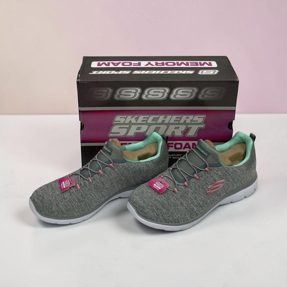 Skechers Shoes - Skechers Sport Summits Grey Pink Mint Wide Fit Memory Foam Sneakers 12983W US 10